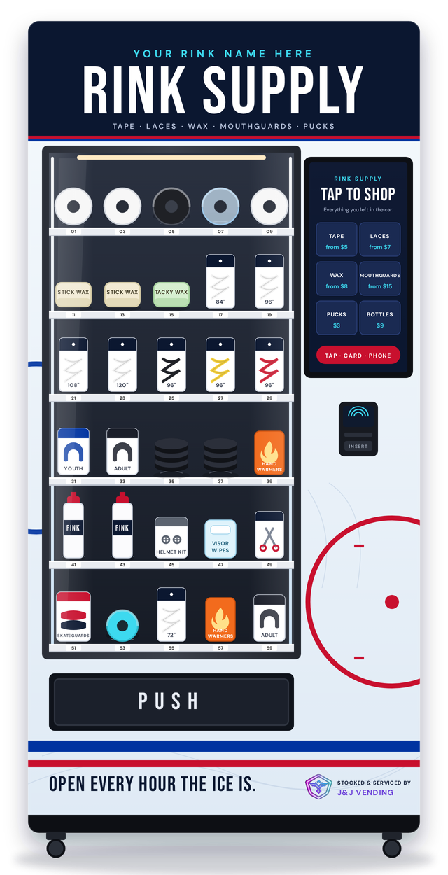 Concept rendering of the Rink Supply Machine wrapped for a hockey rink